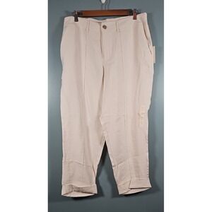 A New Day Women's High-Rise Slim Straight Leg Pintuck Ankle Cream Pants Size 16R